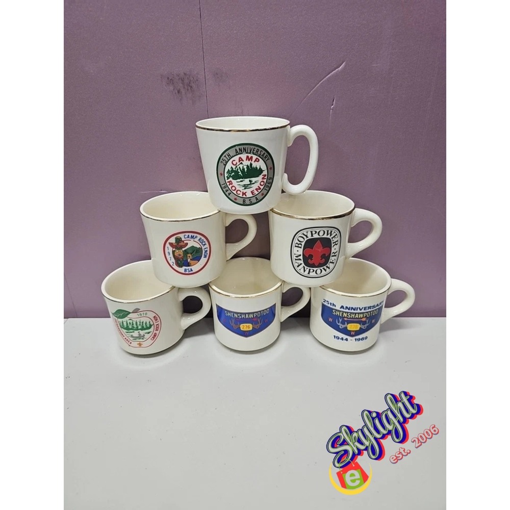 Vintage Boy Scouts of America Assorted Coffee Mugs/cups Made in Usa‎ 70s 6 Pack